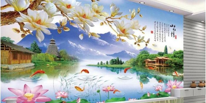 1000x800 US $9.0 40% OFF|beibehang 3d wallpaper Fashion personality beautiful  decorative painting wallpaper magnolia landscape painting background  tapety-in