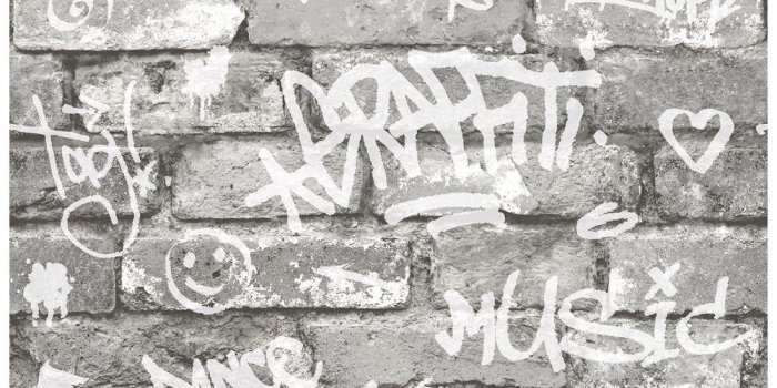 1000x1000 56.4 sq. ft. Rodney Grey Tagged Brick Wallpaper