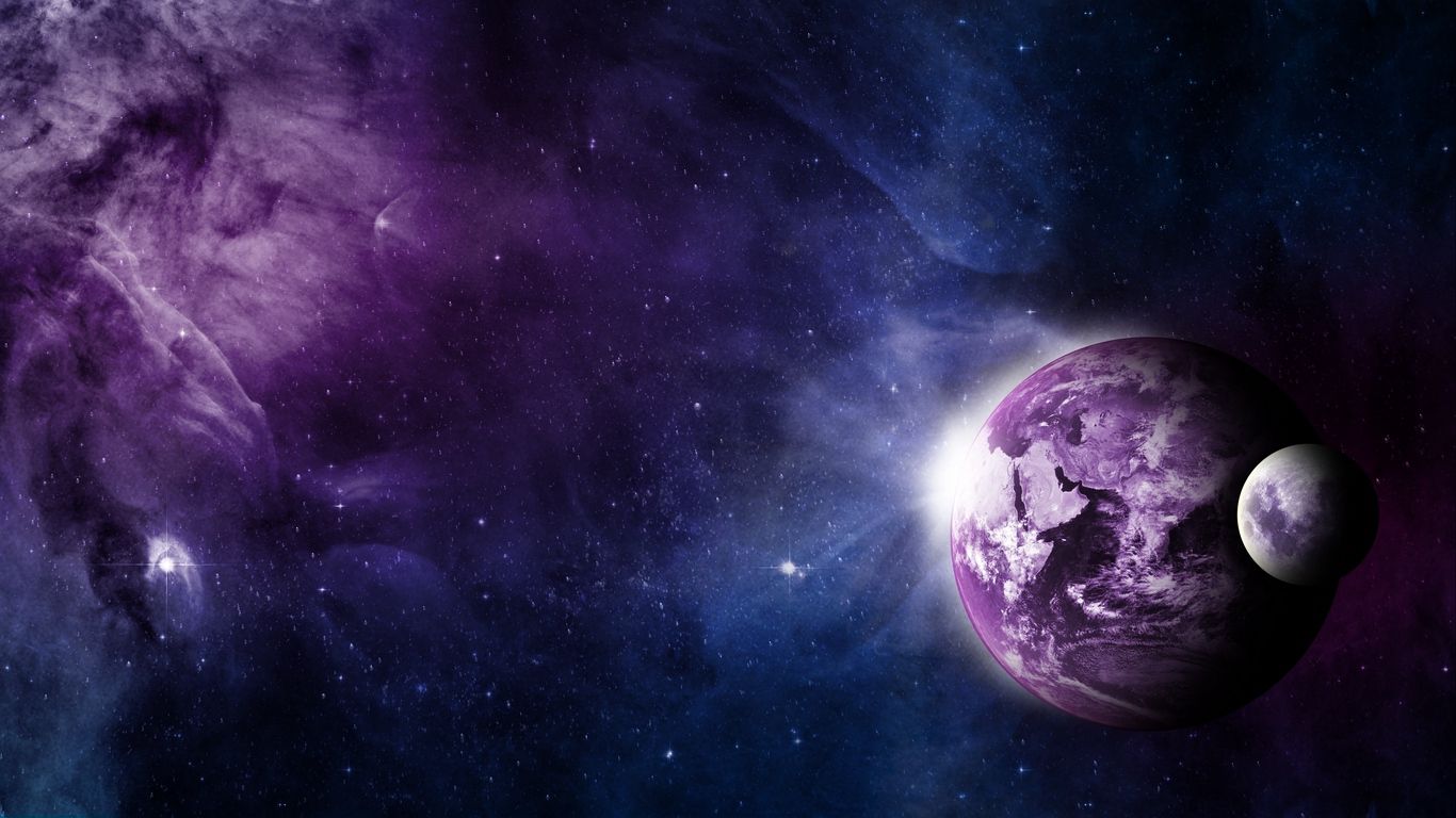 1366x768 Download wallpaper 1366x768 earth, moon, space, galaxy tablet