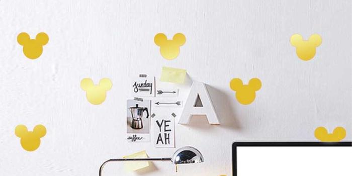 900x900 9*11cm*12pcs Large Cartoon Gold Mickey Mouse Head Shape Wall Sticker For  Kids Room Nursery Wallpaper Child Gifts Vinly Art Mural