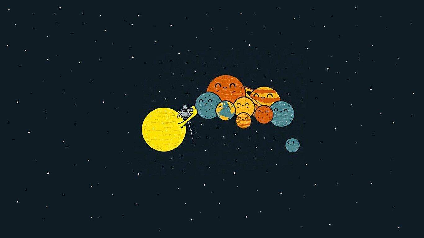 1366x768 wallpaper for desktop, laptop | ar48-planets-cute-illustration-space-art