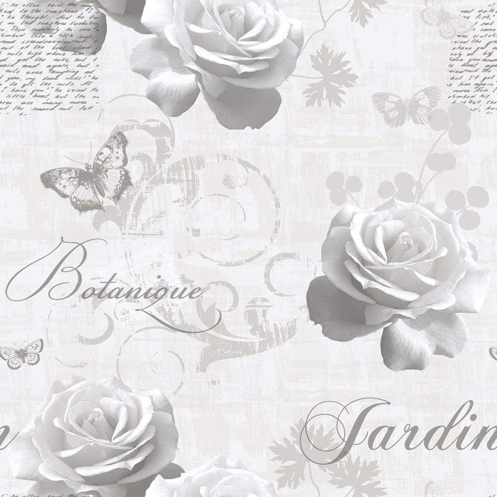 1000x1000 Botanical Garden Wallpaper by Muriva - Silver / Grey 127501 | Decor