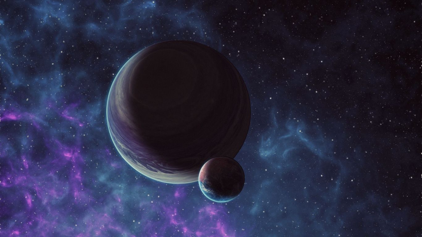 1366x768 Download wallpaper 1366x768 planet, space, satellite, universe