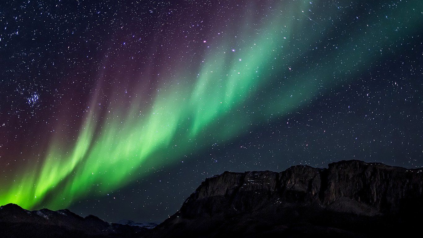 1366x768 wallpaper for desktop, laptop | nq50-aurora-night-sky-mountain-space