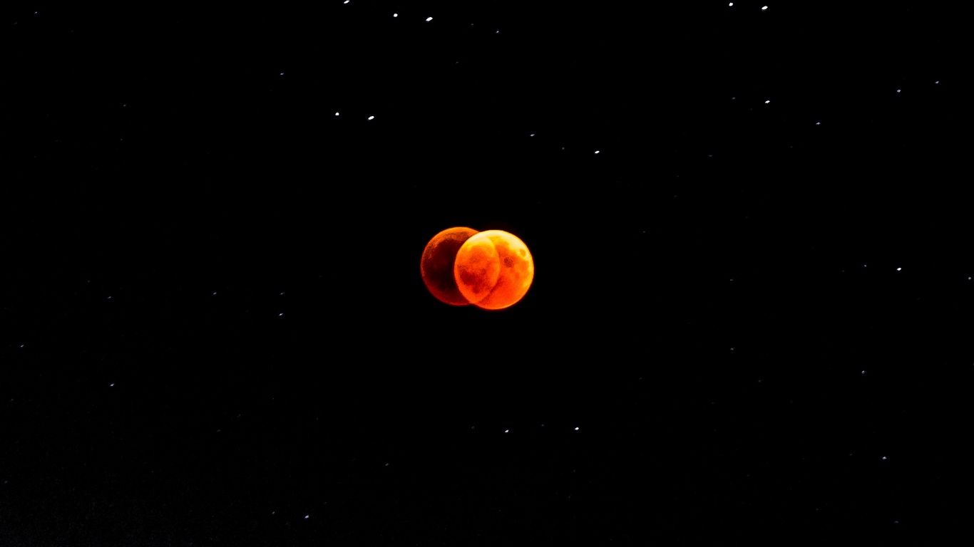 1366x768 Download wallpaper 1366x768 moon, couple, sky, space, minimalism