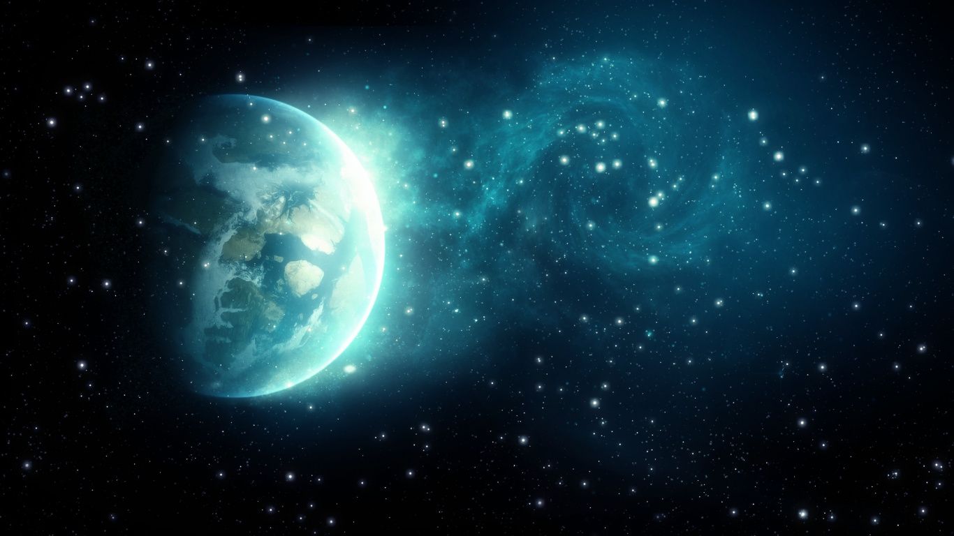 1366x768 Outer Space, Cosmos, Galaxy, Planet, Earth Laptop Wallpaper