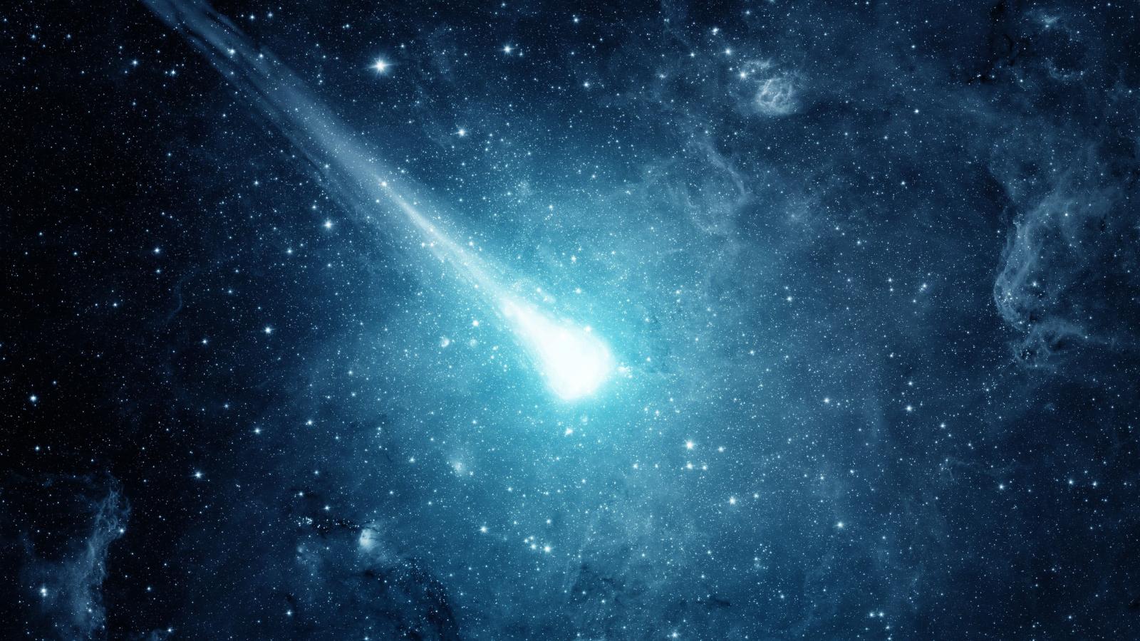 3988x2244 Black and gray laptop computer, space, comet HD wallpaper
