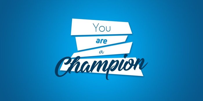 1332x850 Wallpaper Minimalism, Text, Motivation, Gradient, Champion, Blue