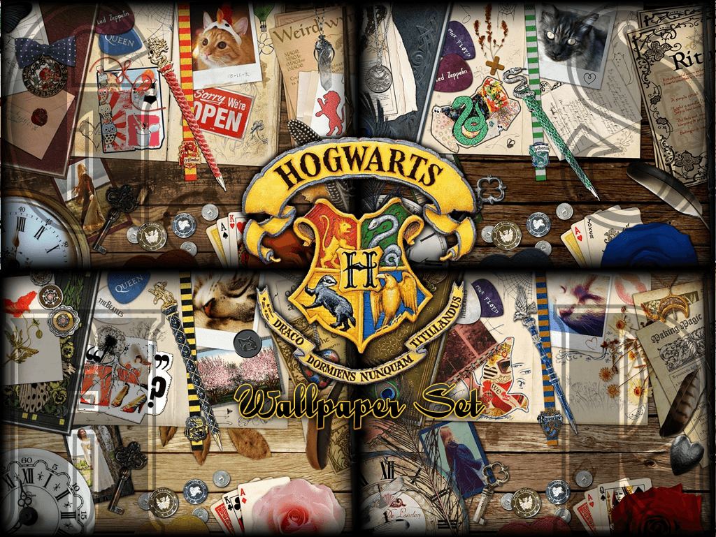 1024x769 Hogwarts Houses by Croiea