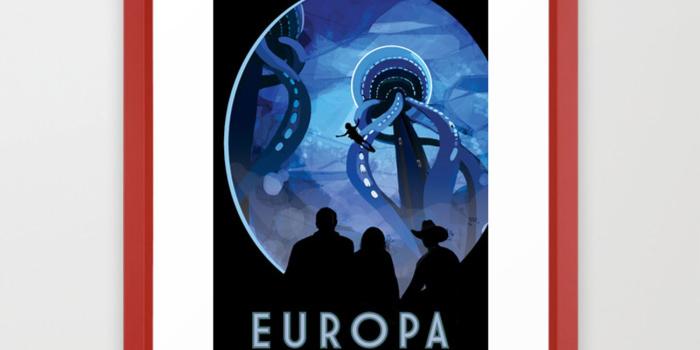 1500x1500 NASA Retro Space Travel Poster #4 - Europa Framed Art Print