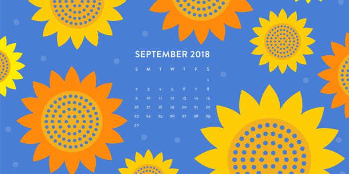 5334x3001 September 2018 Sunflower Calendar Wallpaper - Sarah Hearts