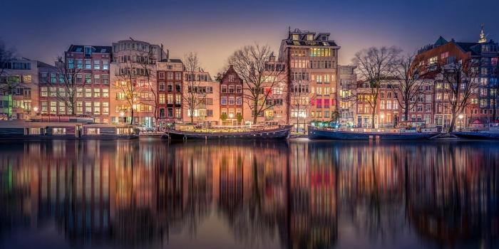 1332x850 Wallpaper night, channel, Amsterdam images for desktop, section