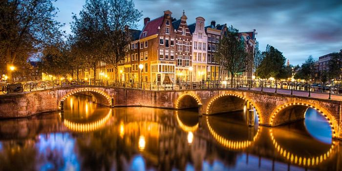 1920x1200 landscape, Bridge, Canal, Lights, Reflection, Amsterdam, Street