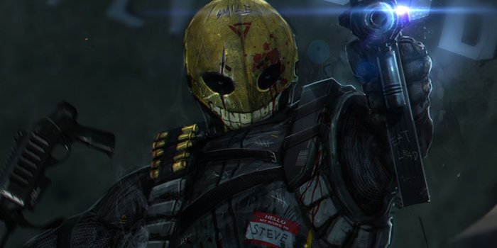 1920x1080 Dark horror mood angry death warrior mash evil weapons guns