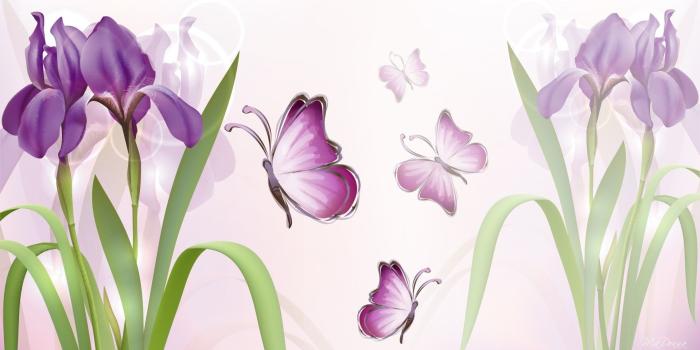 1920x1080 Flowers: Summer Fragrant Spring Pink Butterflies Garden Purple Iris