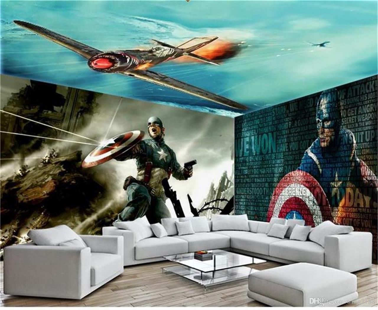 1280x1048 custom size 3d photo wallpaper kids mural Captain America space photo  picture painting TV background wall wallpaper non-woven wall sticker