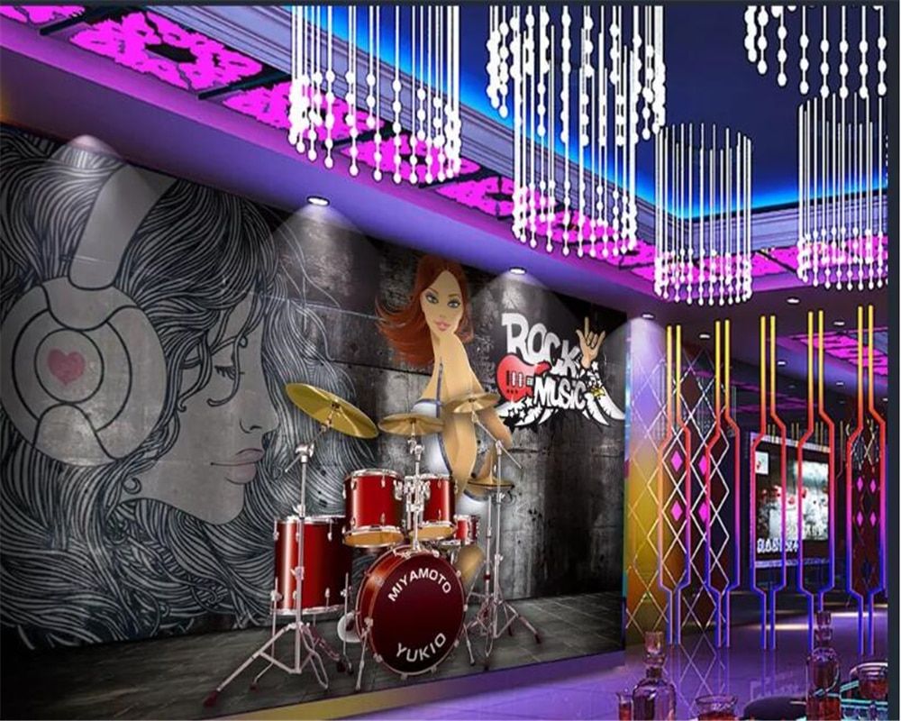 1000x800 US $9.44 41% OFF|Aliexpress.com : Buy beibehang 3d wallpaper 3d brick  wallpaper american nostalgic rock music instrument wallpaper background  papier