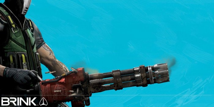 1332x850 Wallpaper blue, mask, machine gun, brink images for desktop, section