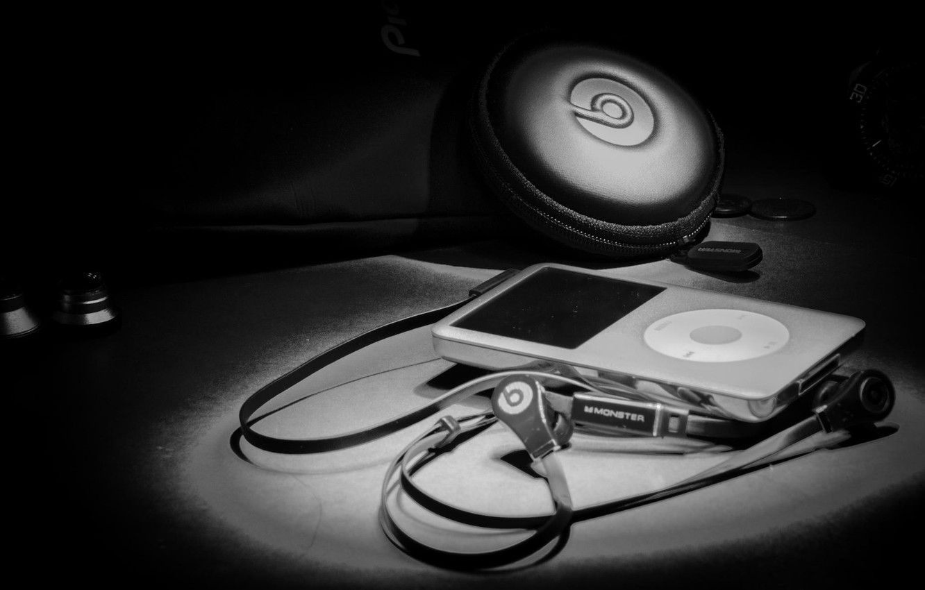 1332x850 Wallpaper apple, headphones, player, iPod, player, monster beats