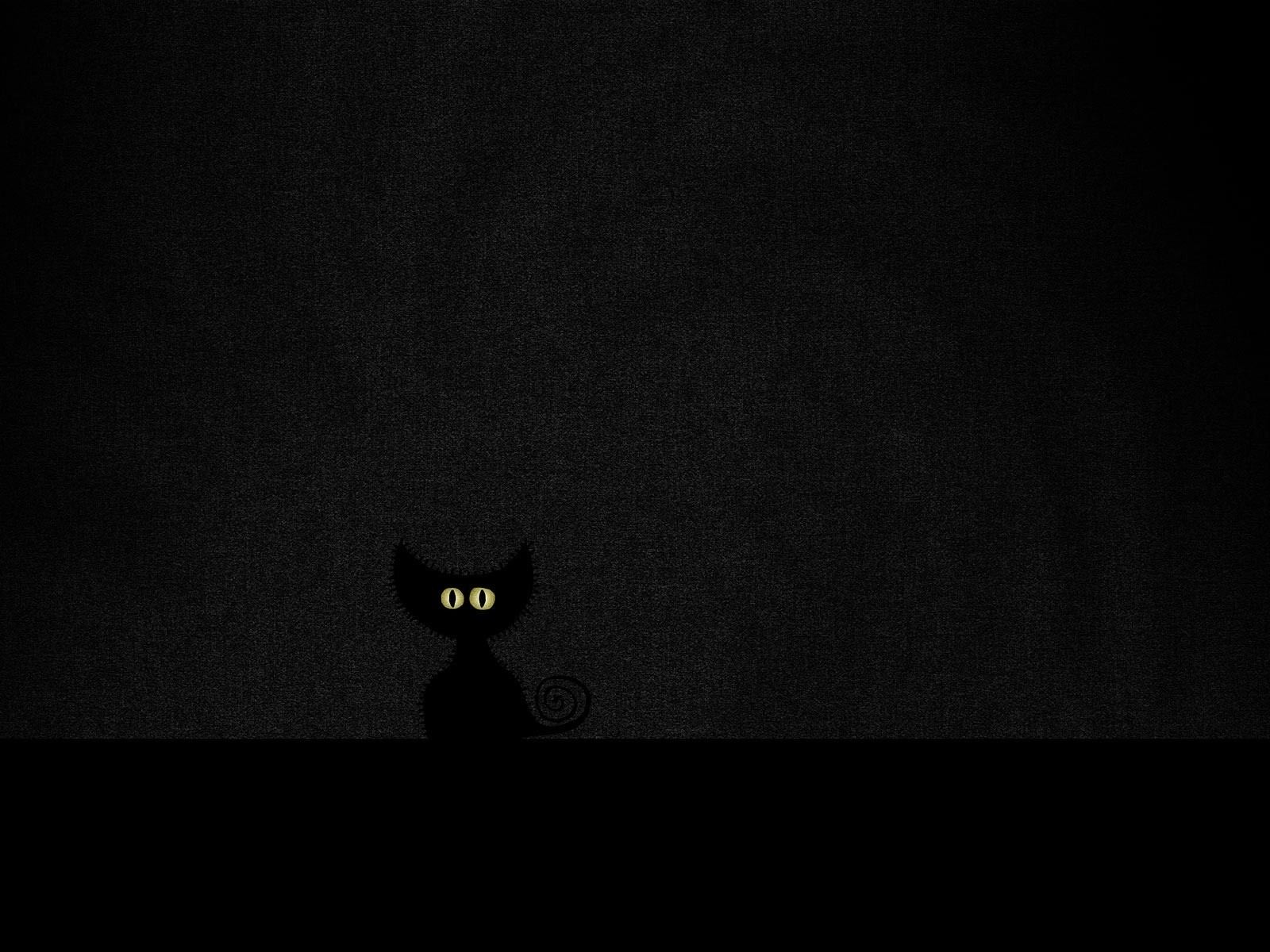 1600x1200 Black Cat Staring Simple Dark Desktop Wallpaper