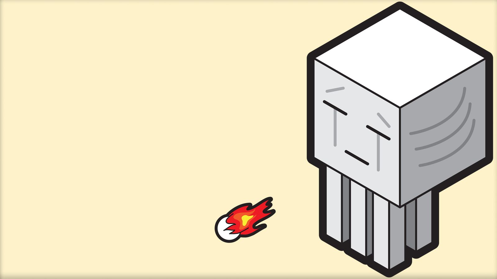 1600x900 Minecraft Wallpaper with a flat Ghast shooting a fireball