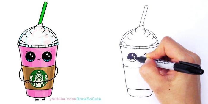 1280x720 How to Draw a Starbucks Frappuccino Cute step by step Cartoon Drink