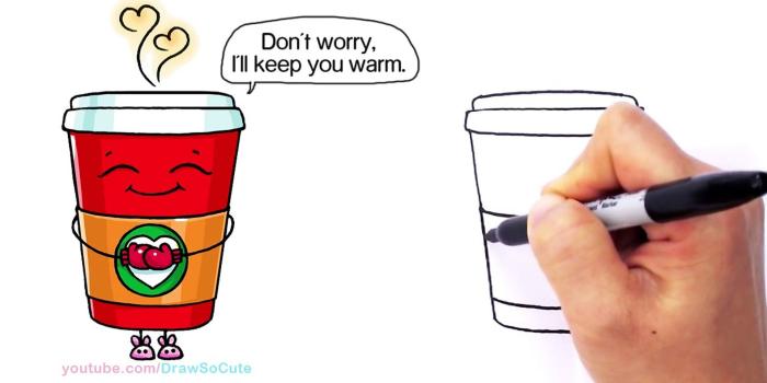 1920x1080 How to Draw a Hot Starbucks Drink step by step Easy and Cute - Winter  Holiday