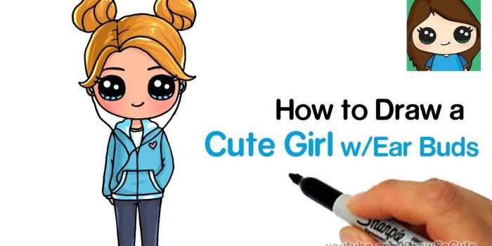 1280x720 How to Draw a Cute Girl w/Ear Buds Easy