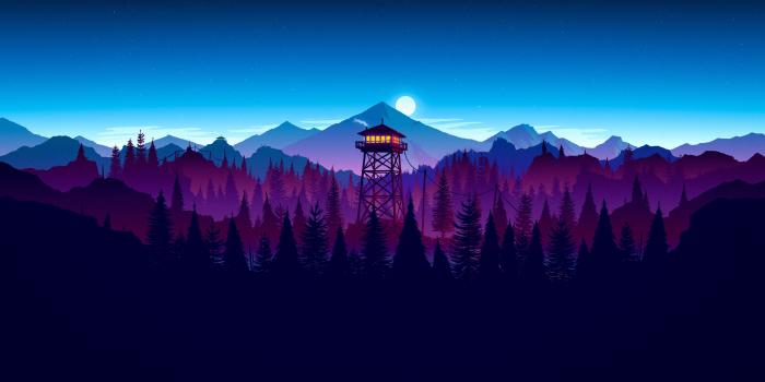 3840x2160 Widescreen Wallpaper, 4k, Digital, Firewatch, Night, Widescreen