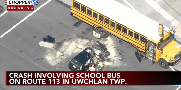 1600x900 Car slams into side of school bus in Chester Co.