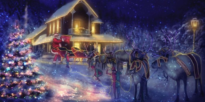 1920x1080 Santa packing the sleigh HD desktop wallpaper : Widescreen : High