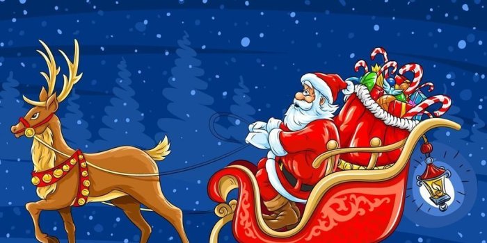 1024x768 Santa Claus Reindeer Wallpaper Download | Santa Flying Reindeer