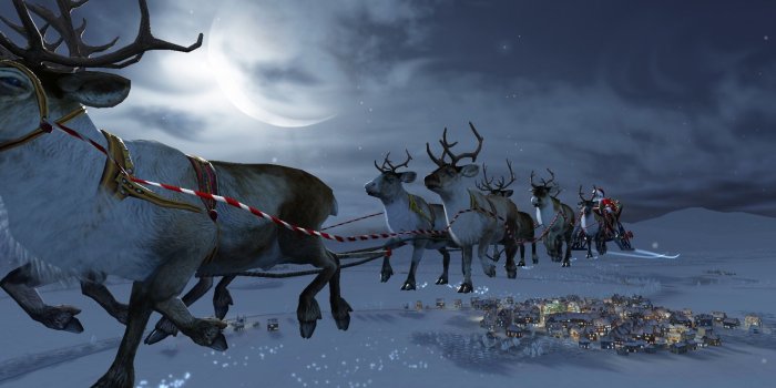 2560x1600 Santa Claus in his Sleigh Pulled by Reindeers widescreen wallpaper