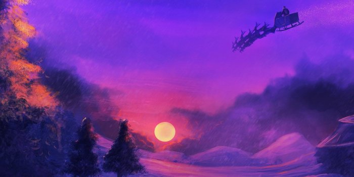 1920x1080 Download Widescreen 16:9 1920x1080 - Santa, Sky, Sleigh, Snow