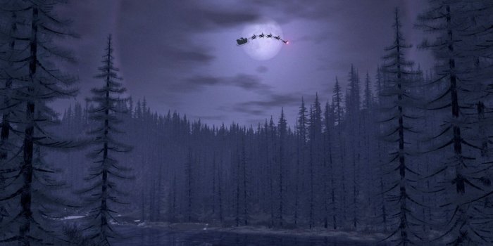 1280x1024 Santa's Sleigh passing the moon / You can Add Santa to Your photos