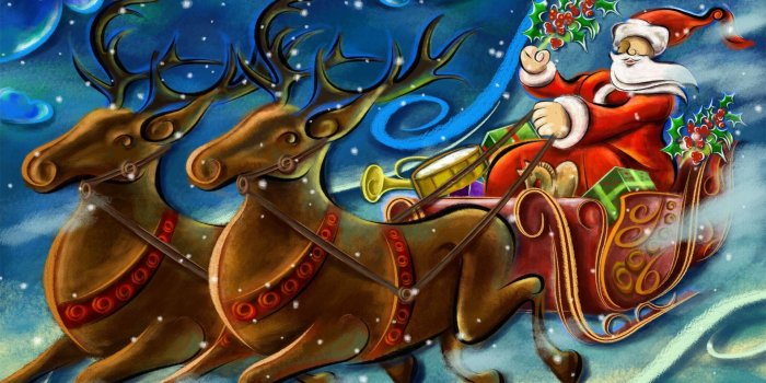 1920x1200 Santa sleigh HD Wallpaper