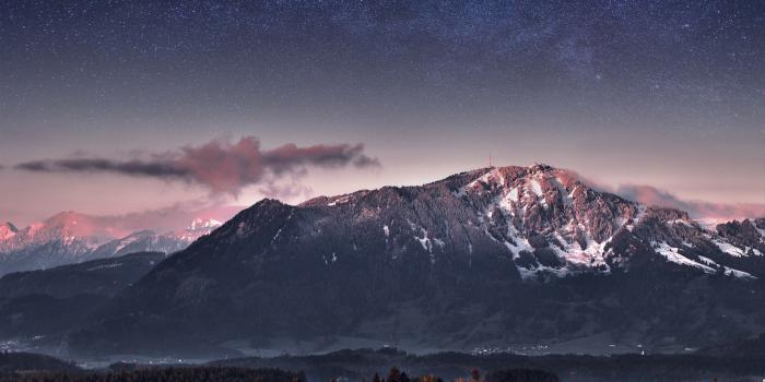 2880x1800 2853238 nature landscape mountain sky clouds galaxy forest tower