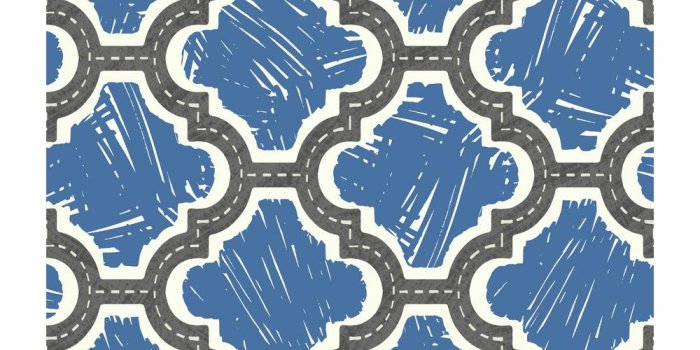 1000x1000 Kids Racetrack Charcoal and Royal Blue Ogee Wallpaper