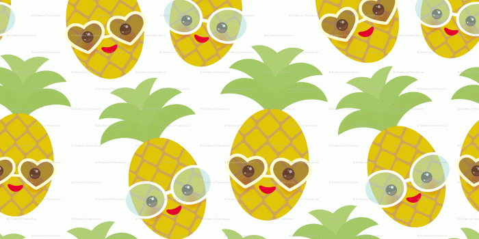 2083x2083 kawaii pineapple, face and smile winking eyes with sunglasses on a