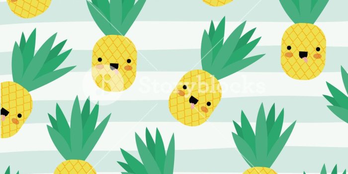 1000x1000 pineapple kawaii fruits pattern set on decorative lines color