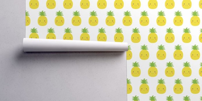 1024x1024 Kawaii Pineapple wallpaper - shortcake_studio - Spoonflower