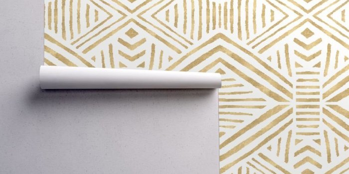 1024x1024 Modern Wallpaper - Tribal Geometric Gold By Crystal Walen - Abstract Custom  Printed Removable Self Adhesive Wallpaper Roll by Spoonflower