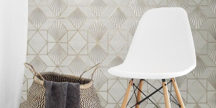 960x960 8576-10 Modern Wallpaper Gray Gold metallic textured geometric diamond  triangle lines