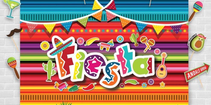 1000x1000 Summer Fiesta Theme Photography Backdrop and Studio Props DIY Kit. Great as  Mexican Dress-up Photo Booth Background, Pool Birthday Party Supplies and 