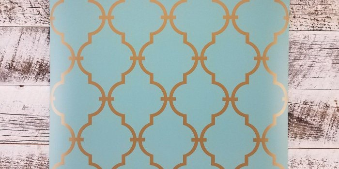 1400x1400 York Modern Trellis Quatrefoil Turquoise Gold Wallpaper