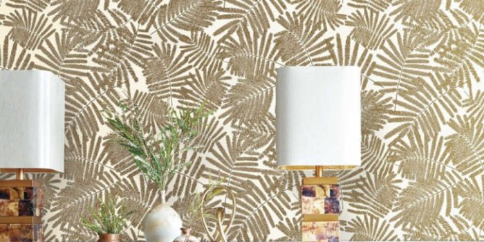 1000x1000 Modern Metallic Gold White Leaf Paper Wallpaper For Wall Roll