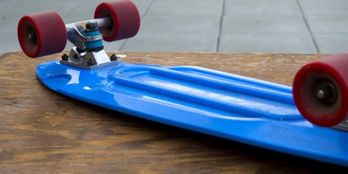 4451x2967 Blue Penny Board On Wooden Table - Free Stock Photo, Image