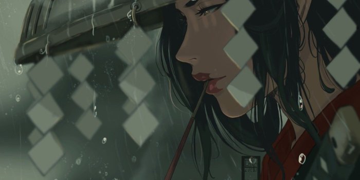 1332x850 Wallpaper Japan, Rain, Face, Warrior, Japan, Samurai, Fantasy