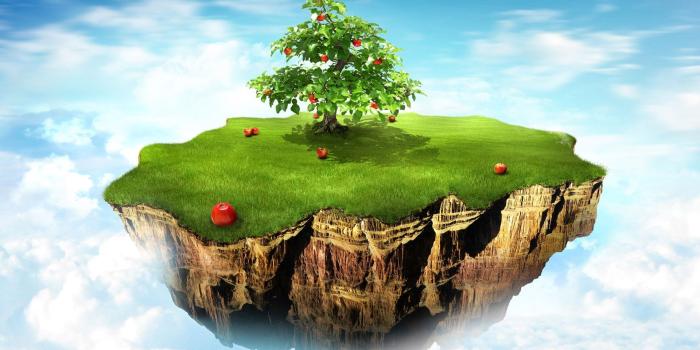1920x1080 3D Piece Of Eden With Apple Tree Wallpaper | HD 3D and Abstract
