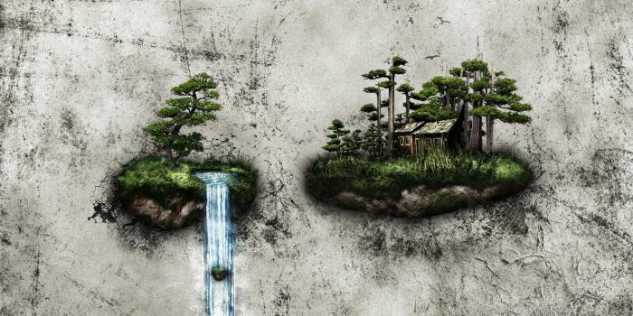 1920x1200 abstract, fantasy art, islands, floating island, waterfalls